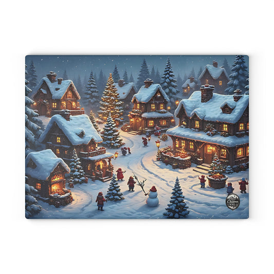 Cozy Winter Glass Cutting Board - Perfect for Holiday Hosting, Kitchen Decor, Gift for Chefs, Seasonal Cooking, Winter Wonderland