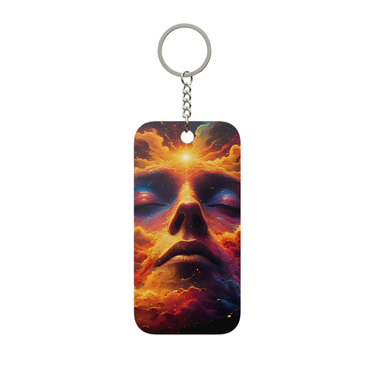Surreal Cosmic Face Keychain — Double-Sided Dreamscape Charm