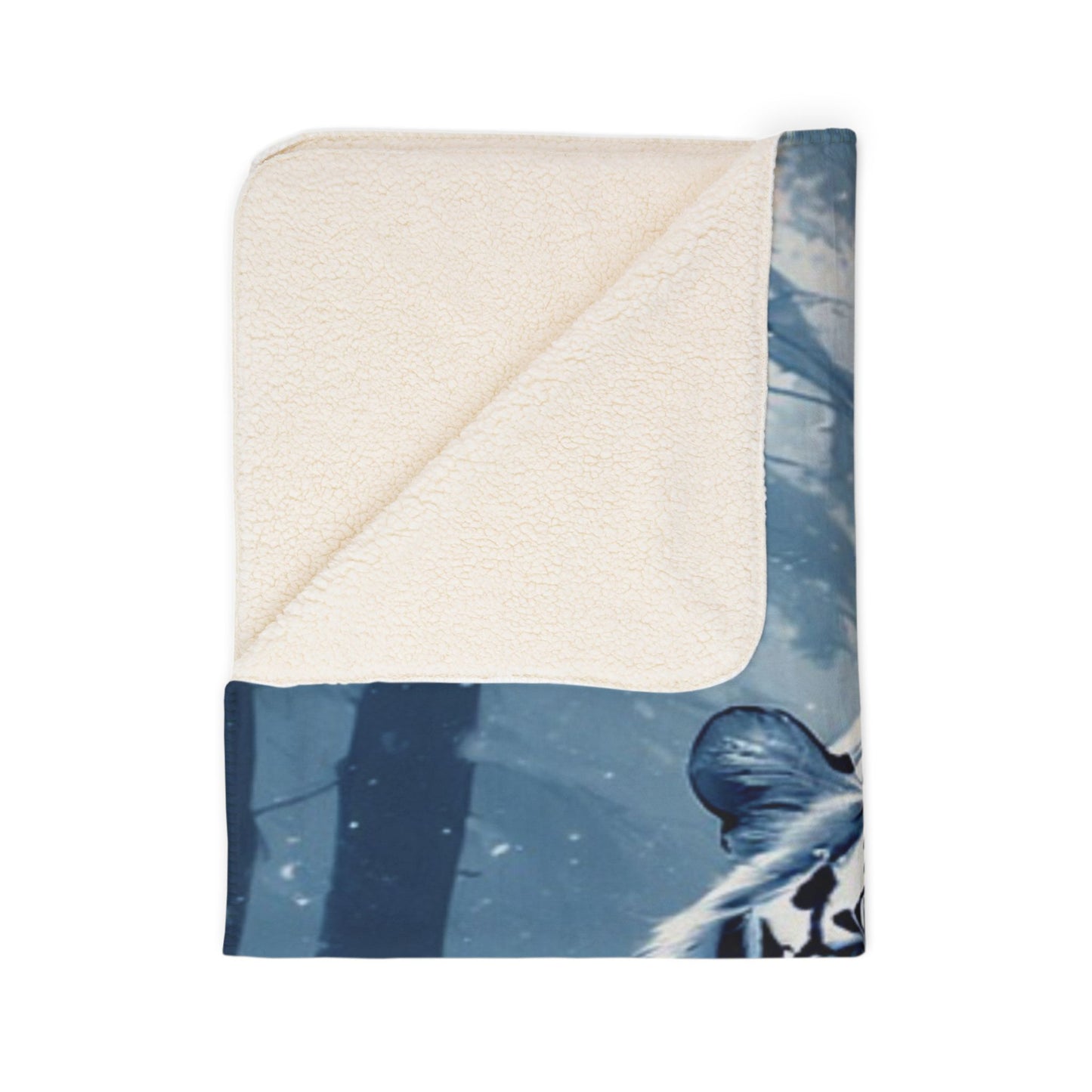 White Tiger Winter Fleece Sherpa Blanket — Cozy Snow Forest Throw