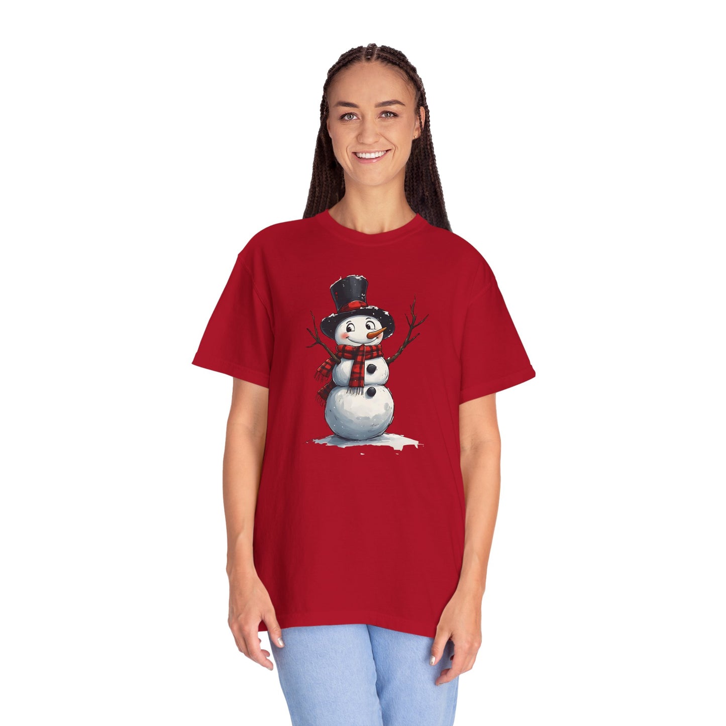 Snowman Tee — Cute Vintage Snowman with Scarf & Top Hat Holiday T-Shirt