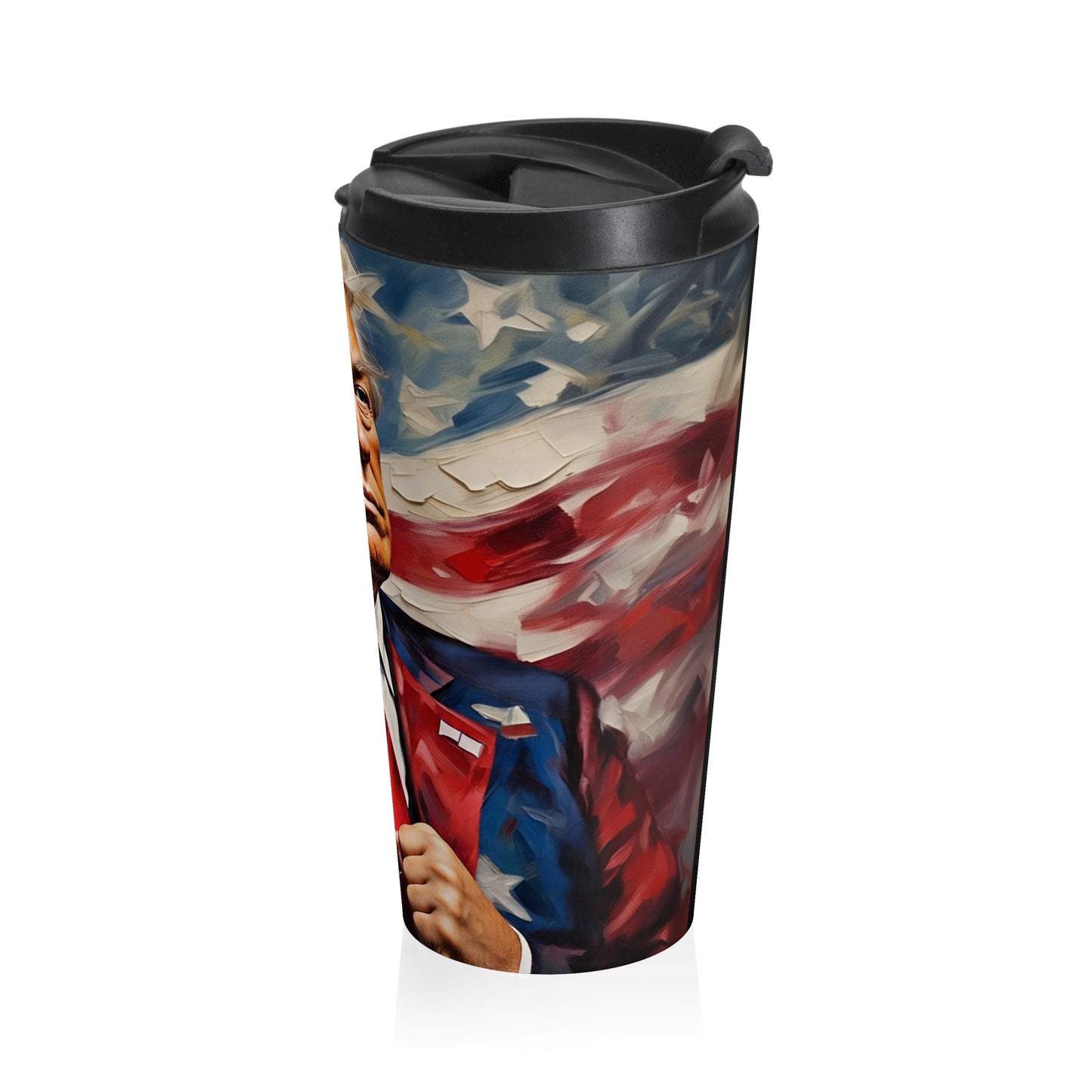 Patriotic Stainless Steel Travel Mug, American Flag Mug, Travel Coffee Cup, Gift for Veterans, Politician Tribute Mug