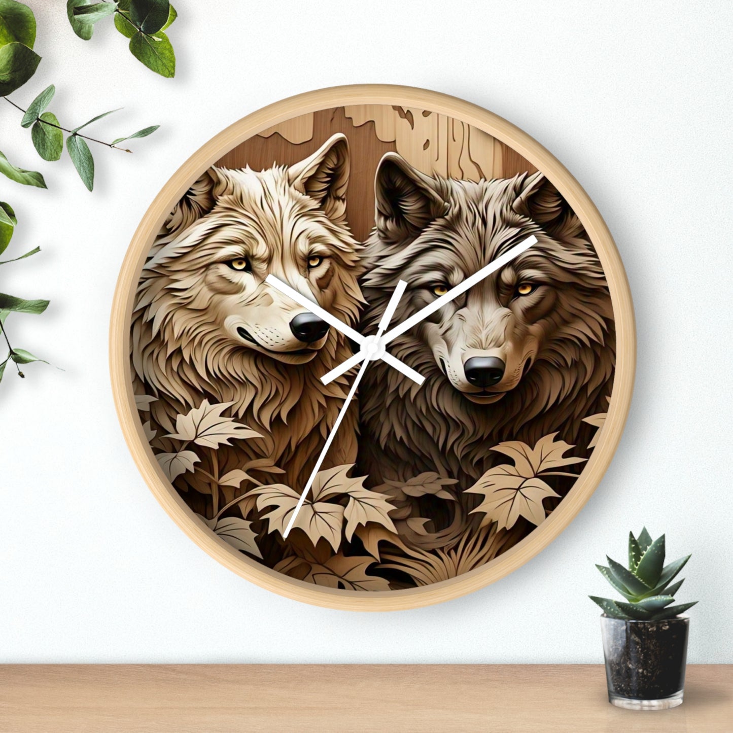 Rustic Wolf Wall Clock - Nature Inspired Home Decor, Animal Lover Gift, Woodland Themed Clock, Cozy Farmhouse Decor, Unique Gift Idea
