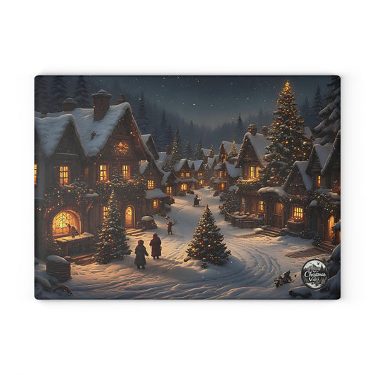 Winter Wonderland Glass Cutting Board for Holiday Cooking, Kitchen Decor, Unique Gift, Winter Home Decor, Christmas Kitchen Essentials
