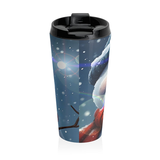 Festive (christmas selfies) Stainless Steel Travel Mug - Cheerful Snowman Design