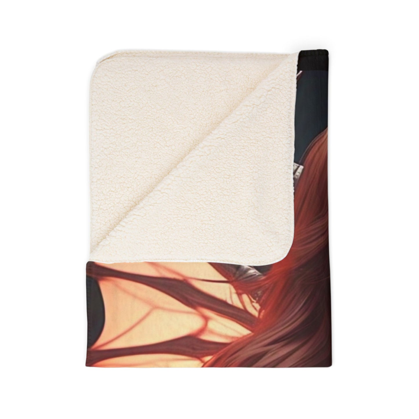 Cozy Demoness Fleece Sherpa Blanket | Warm Throws, Halloween Decor, Gothic Home, Fantasy Gifts, Cozy Nights