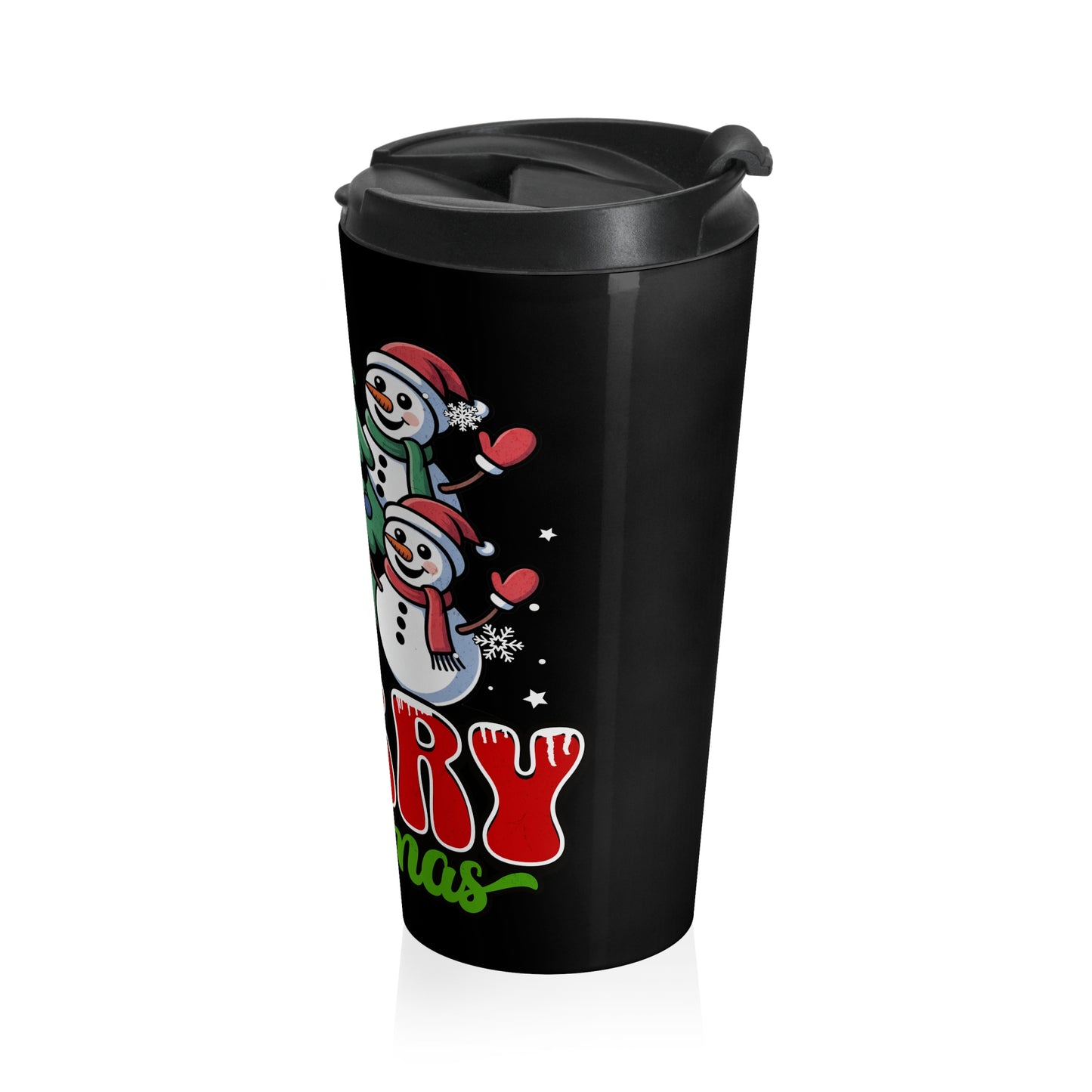 Festive Stainless Steel Travel Mug - Merry Christmas Snowman Design