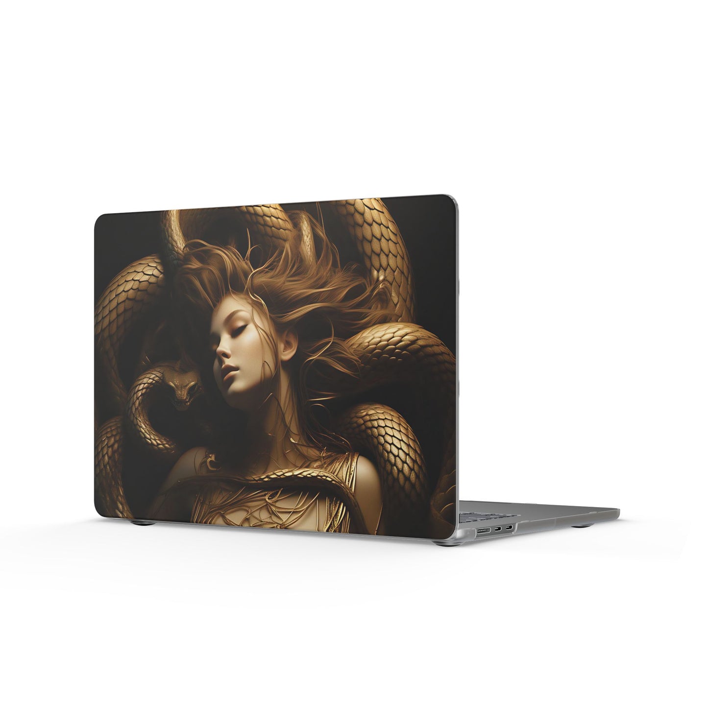 Medusa Serpent Matte MacBook Case — Mythic Gold Snake Laptop Cover