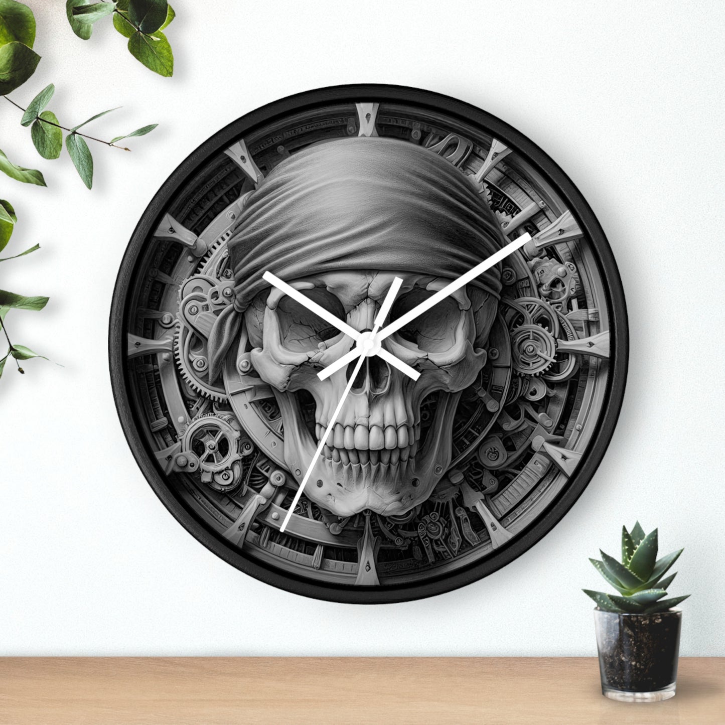 Gothic Skull Wall Clock, Steampunk Home Decor, Unique Gift for Him, Halloween Decoration, Pirate Theme Wall Art