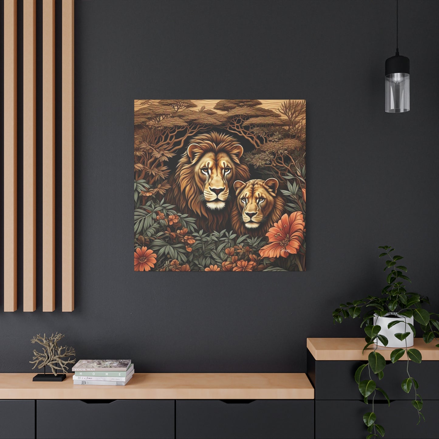 Majestic Lion Family Canvas Wall Art, Animal Lovers Decor, Wildlife Home Accent, Gift for Nature Enthusiasts, Meaningful Family Art