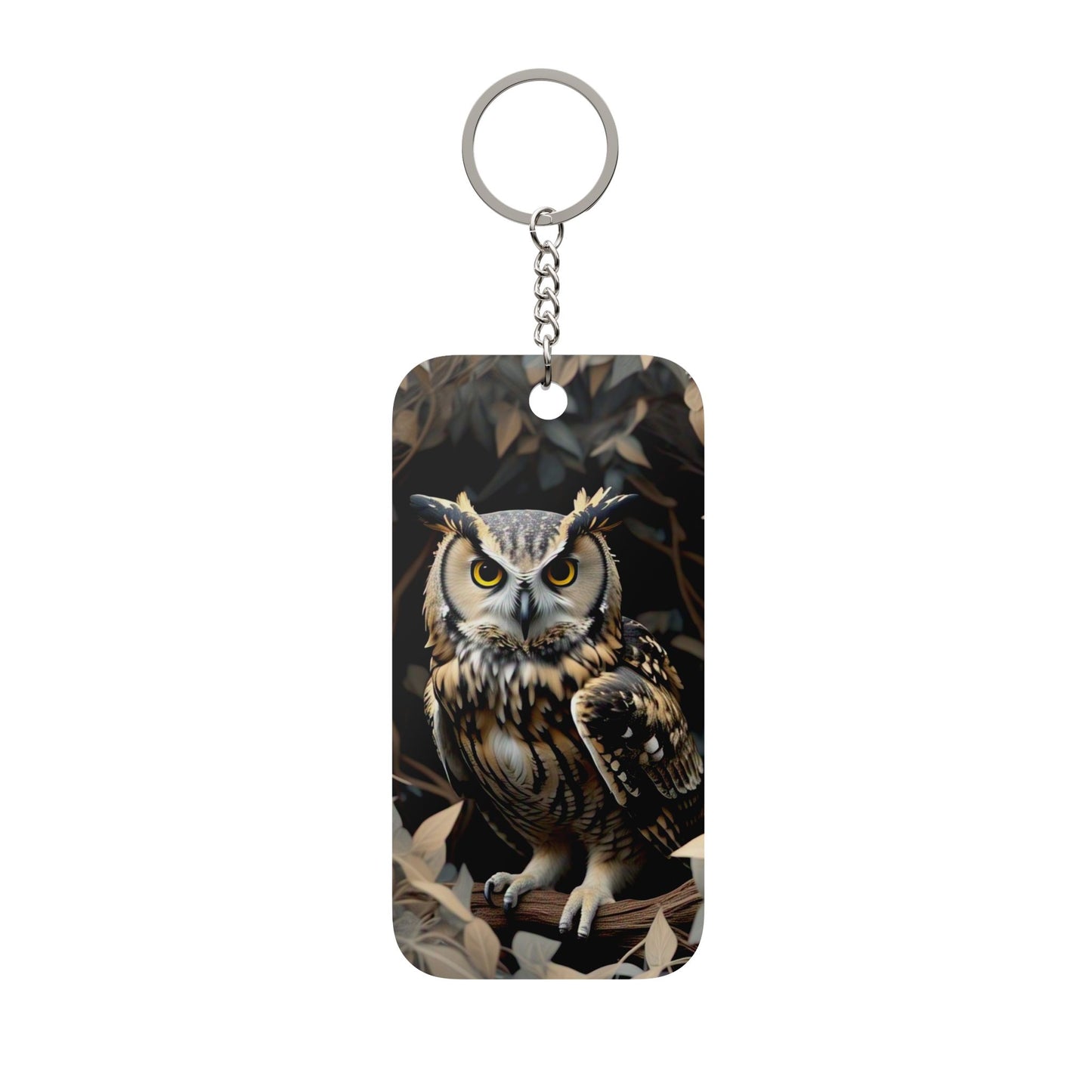 Owl Keychain Charm – Double-Sided Night Forest Owl Accessory