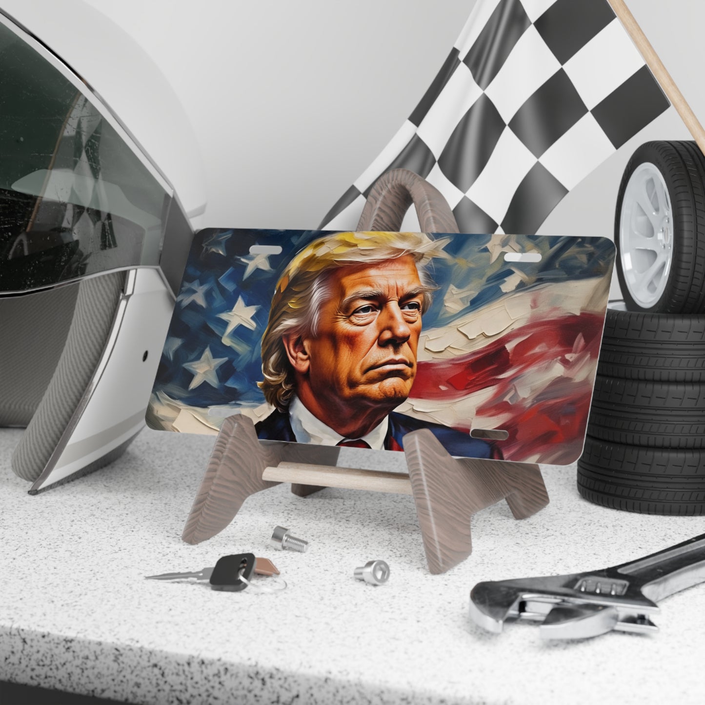 Patriotic Vanity Plate, Custom License Plate, Car Decor, Unique Gift for Car Enthusiasts, American Flag Design