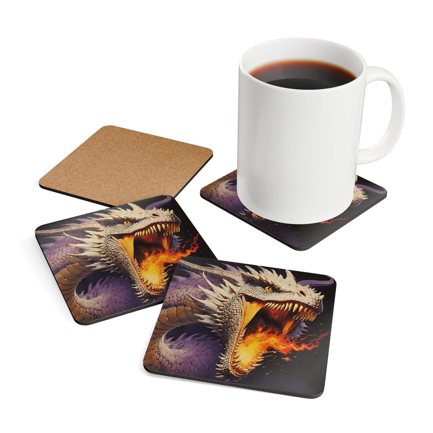 Dragon Fire Cork Coaster Set