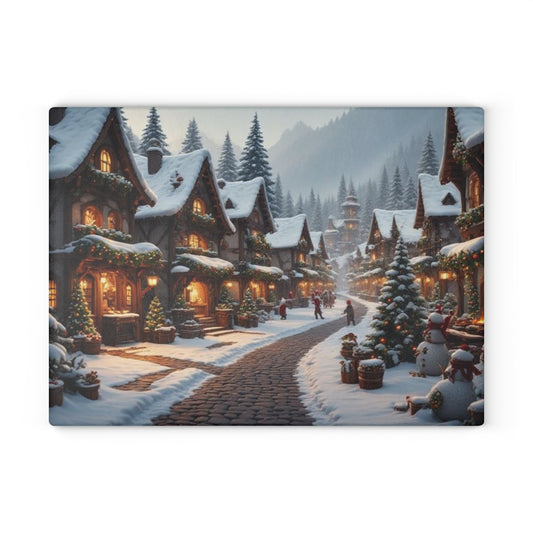 Winter Wonderland Glass Cutting Board | Holiday Kitchen Decor, Christmas Gift, Cooking Accessory, Rustic Home Decor