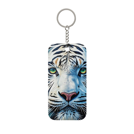 White Tiger Face Keychain — Double-Sided Animal Charm