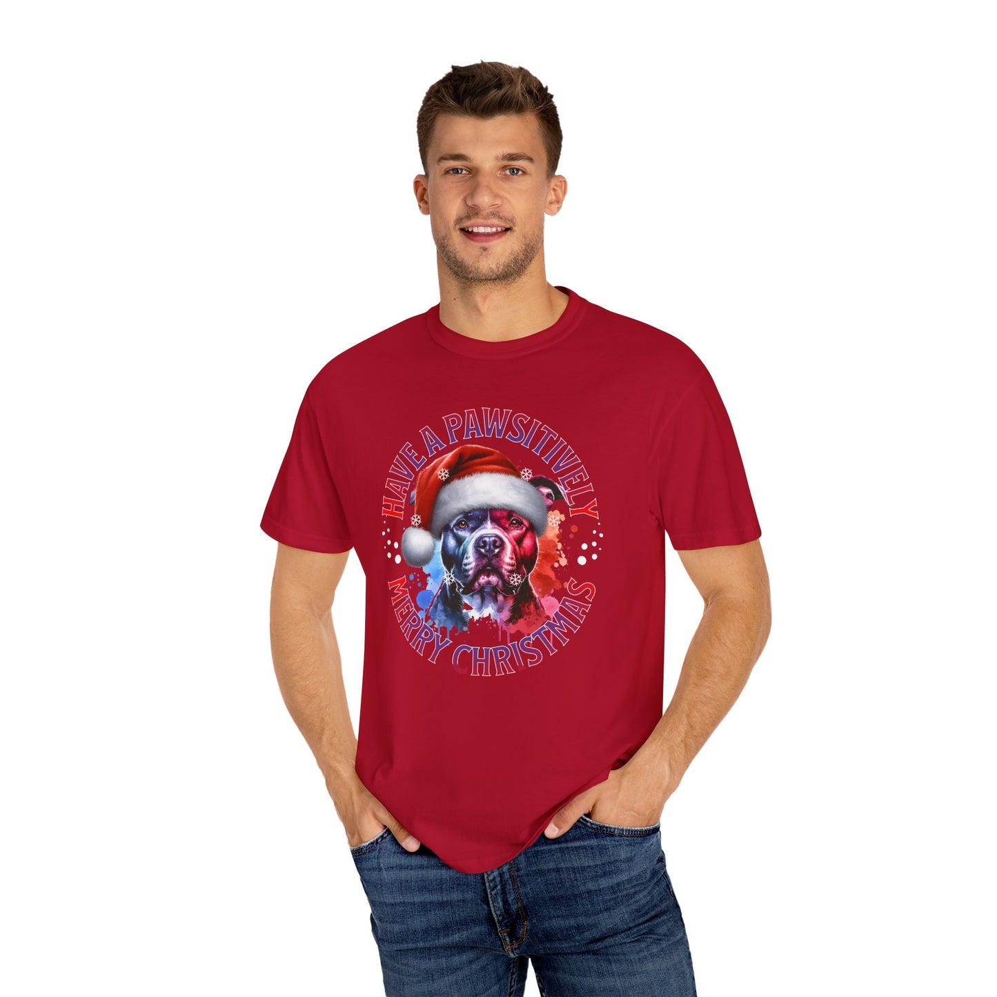 Have a Pawsitively Merry Christmas Pit Bull T-Shirt — Santa Dog Holiday Tee