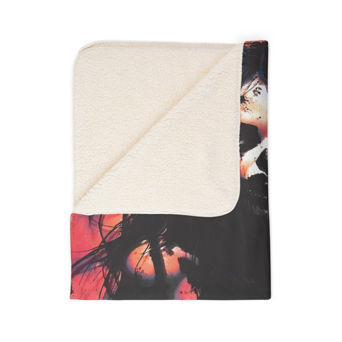 Laser Engraved Original Art Gothic Fleece Sherpa Blanket - Cozy Art Throw, Halloween Decor, Unique Gift, Dark Aesthetic, Warm Blanket for Adults & Teens