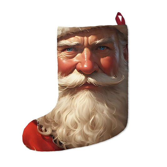 Vintage Santa Face Christmas Stocking - Realistic Santa Claus Holiday Decor