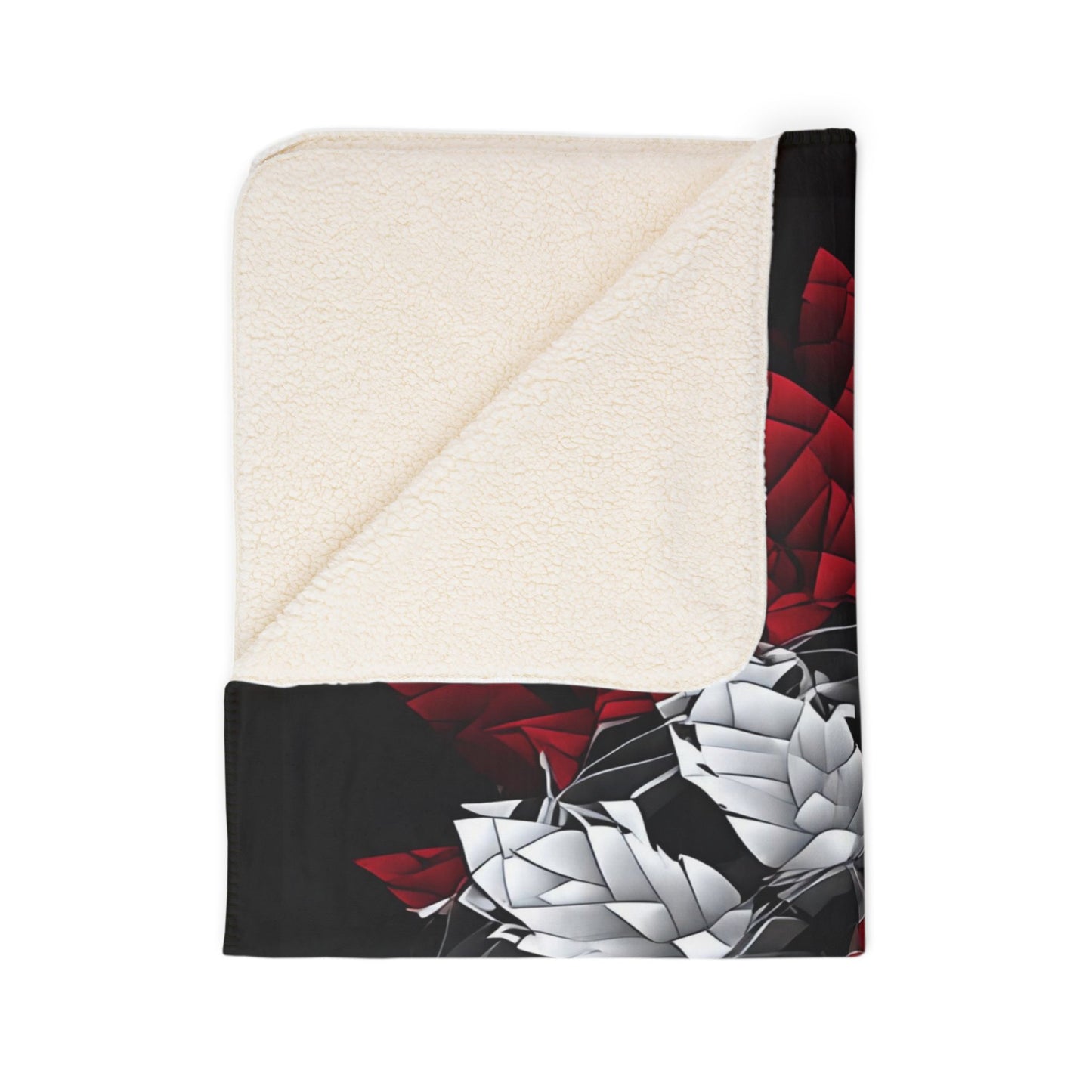 Red & White Mandala Fleece Sherpa Blanket