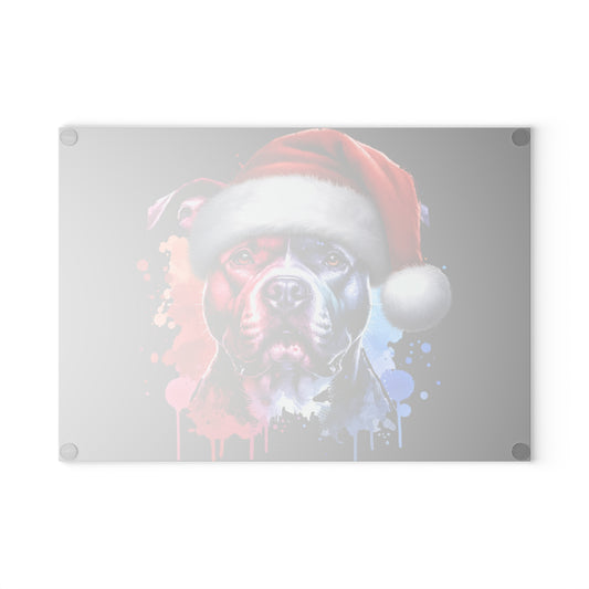 Christmas Pitbull Glass Cutting Board – Festive Dog Kitchen Cutting Board