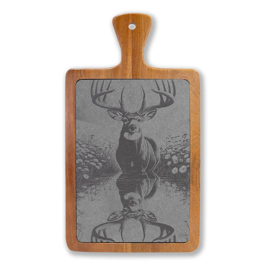 Engraved Deer Charcuterie Board with Cheese Tools