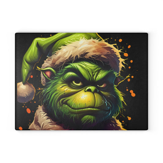 Glass Cutting Board — Grinch Face Christmas Kitchen Decor