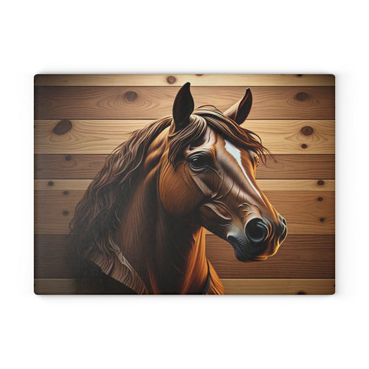 Equestrian Glass Cutting Board | Horse Lover Gift, Farmhouse Kitchen Decor, Unique Cooking Accessory, Rustic Kitchen, Home Decor