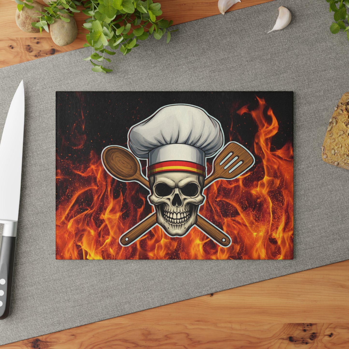Skull Chef Glass Cutting Board - Perfect for BBQ Lovers and Culinary Enthusiasts