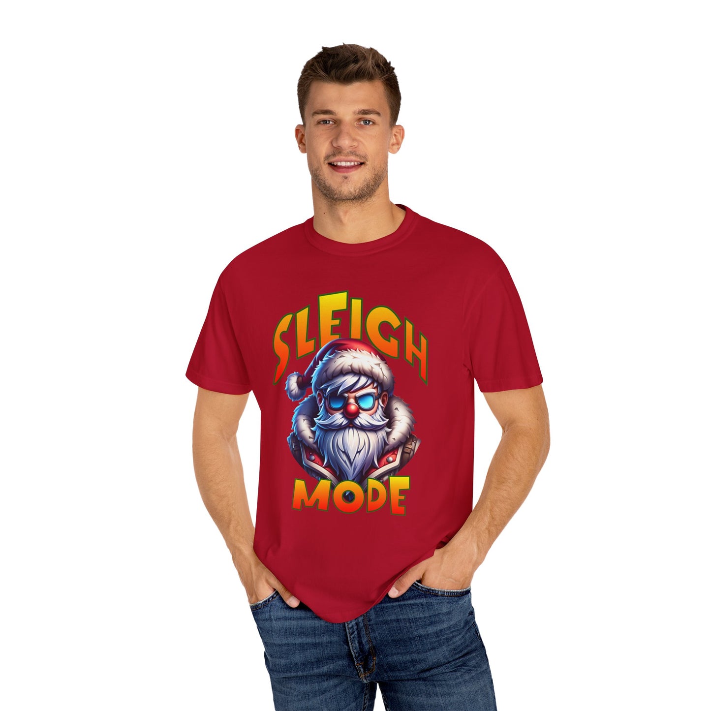 Sleigh Mode T-Shirt — Cool Santa Graphic Holiday Tee
