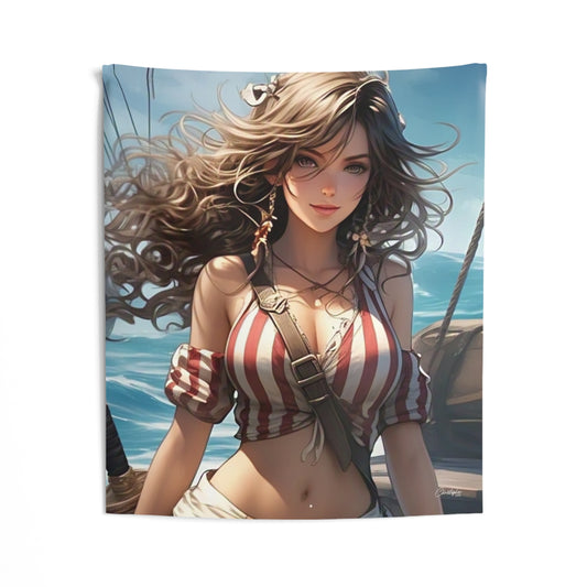 Pirate-Themed Wall Tapestry, Boho Home Decor, Bedroom Wall Art, Nautical Decor, Perfect for Pirate Lovers, Gift for Maritime Enthusiasts