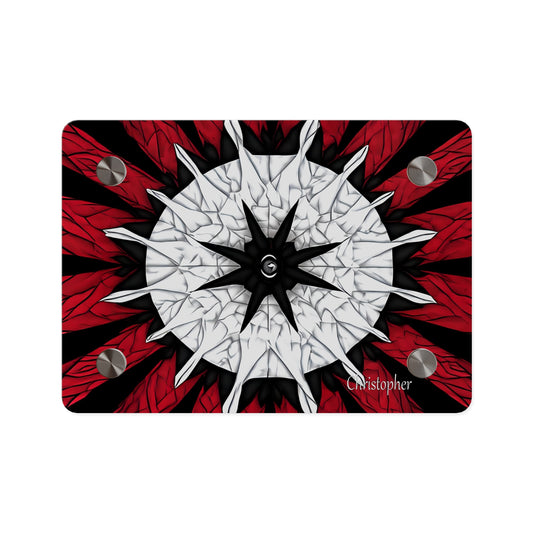Red & Black Mandala Acrylic Wall Art Panel — Personalized Name Option