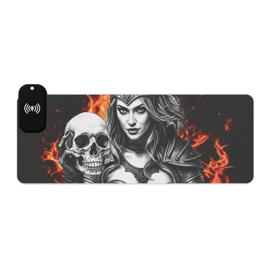 Valkyrie LED Gaming Mouse Pad with Wireless Charging — Valkyrie Skull Design