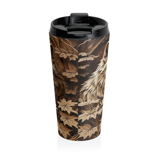Nature-Inspired Stainless Steel Travel Mug | Wolf Design | Camping Gift | Outdoor Adventure | Eco-Friendly Beverage Container