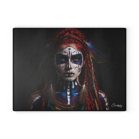 Artistic Glass Cutting Board - Ethnic Goddess Design