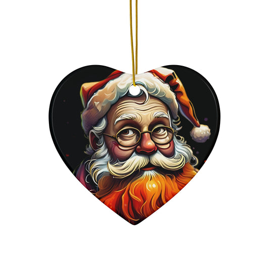 Santa Claus Ceramic Ornament — Double-Sided Christmas Tree Decoration