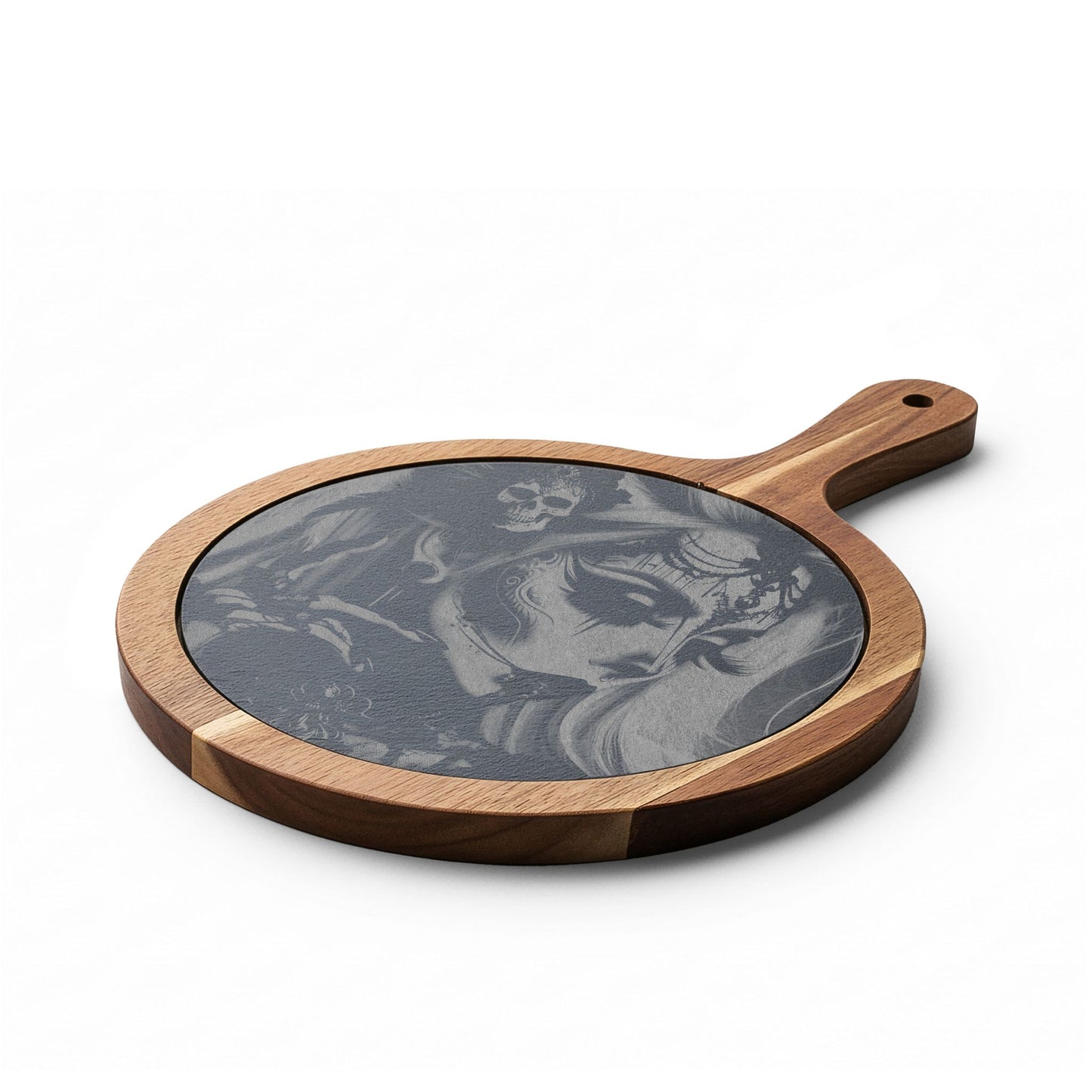 Engraved Acacia Charcuterie Board with Slate Insert & Cheese Tools