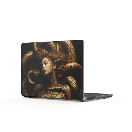 Medusa Serpent Matte MacBook Case — Mythic Gold Snake Laptop Cover