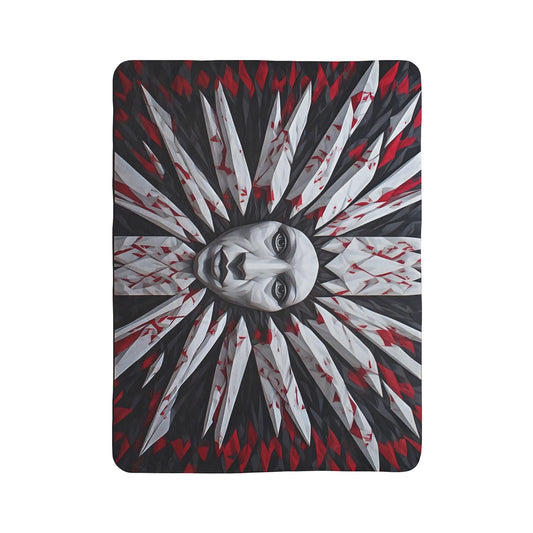 Horror Sunface Sherpa Blanket — Gothic Bloody Knife Mandala Throw