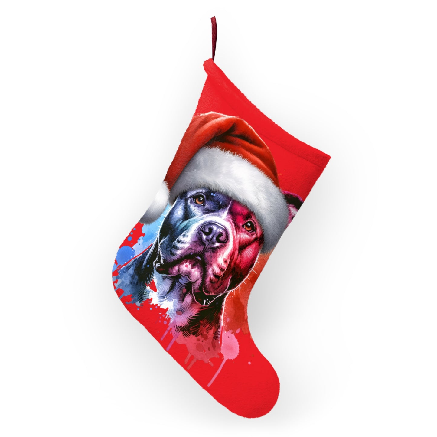 Pit Bull Christmas Stocking — Festive Dog Portrait Holiday Decor