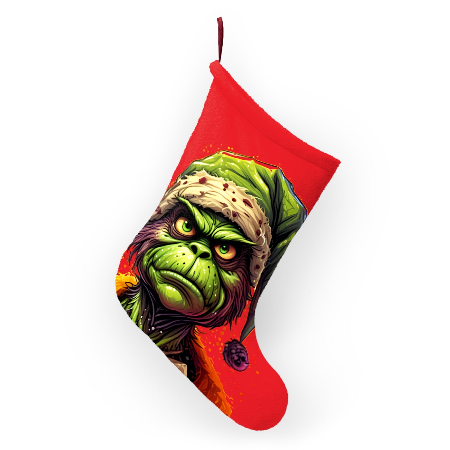 Grinch Christmas Stocking - Funny Grinch Face Holiday Stocking