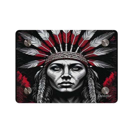 Acrylic Wall Art Panel — Bold Native Chief Portrait in Red & Black