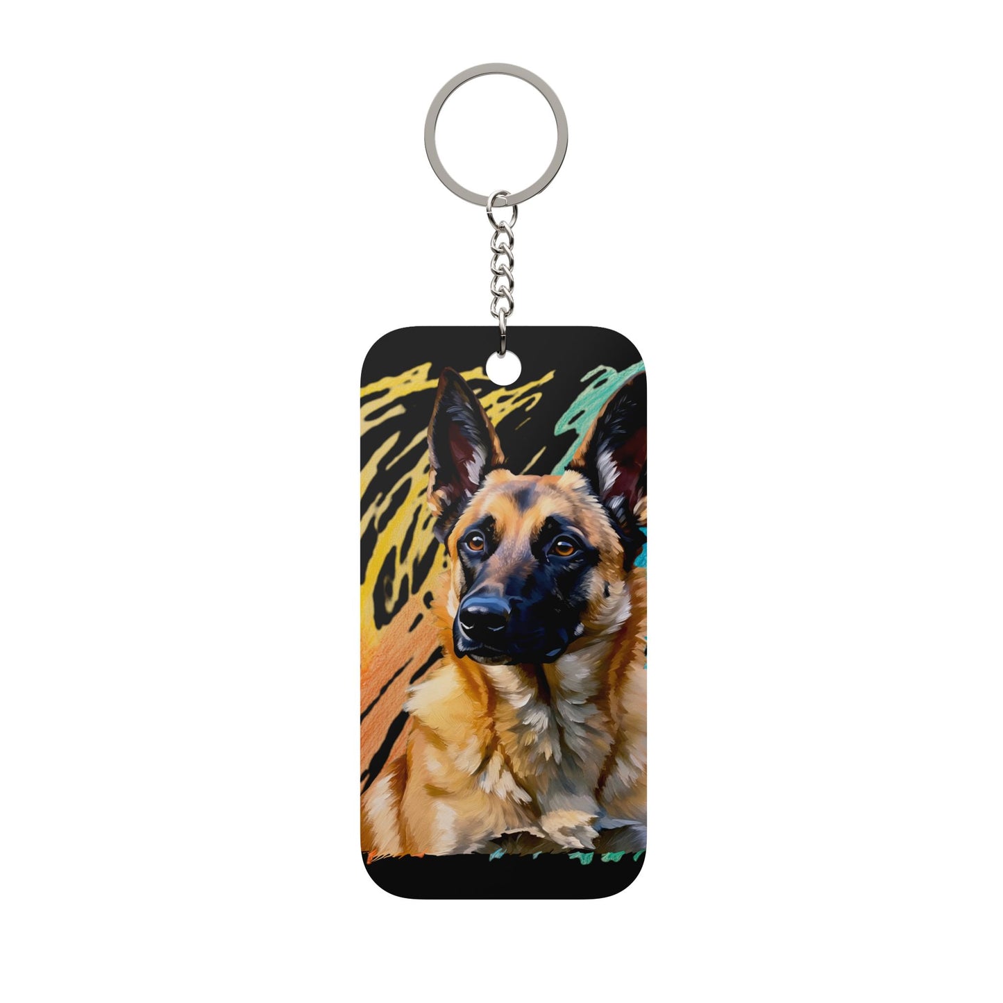 German Shepherd Dog Keychain — Double-Sided Pet Photo Charm