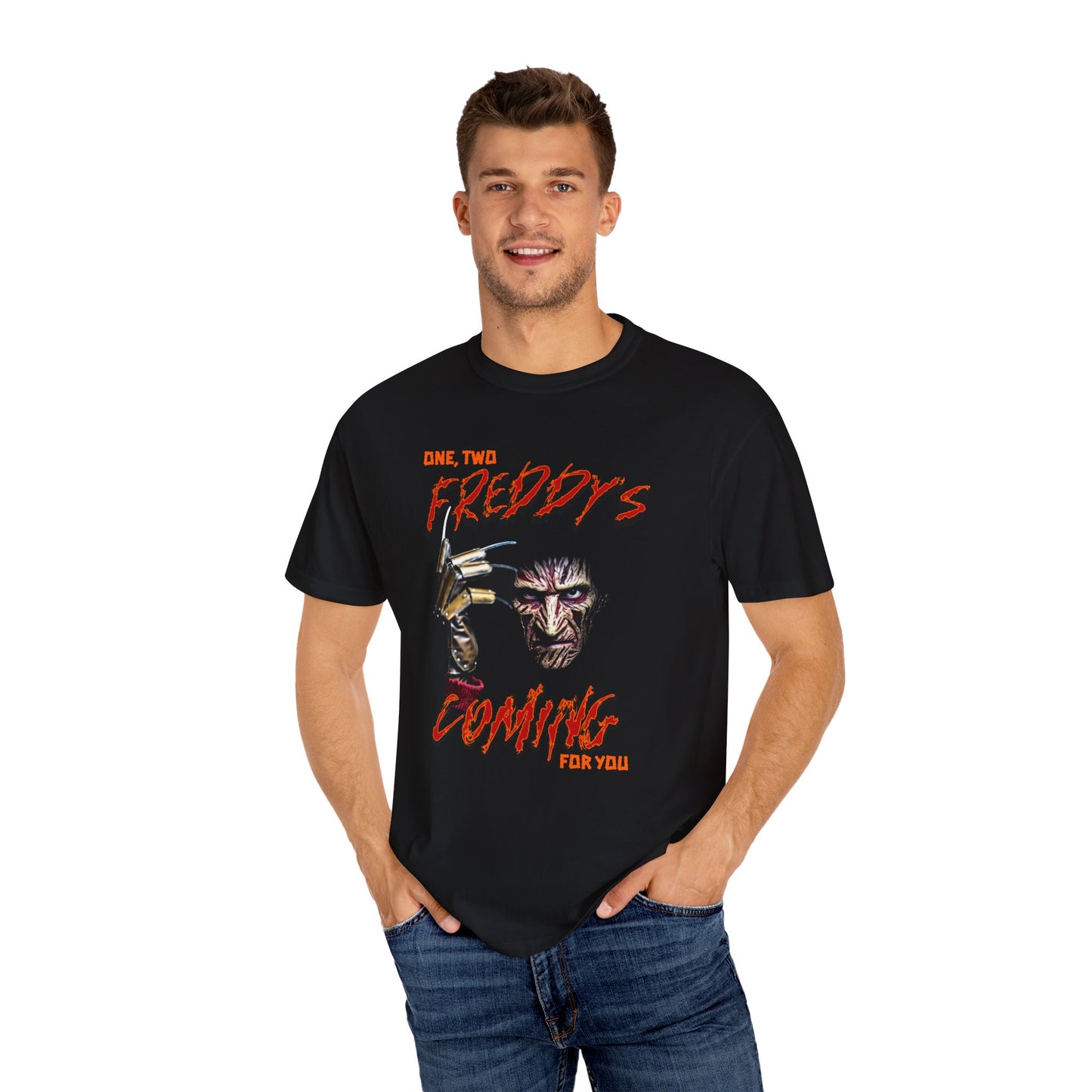 Freddys Coming Horror Graphic Tee, Unisex T-Shirt for Halloween, Freddy Krueger Inspired, Spooky Gift Idea, Casual Wear