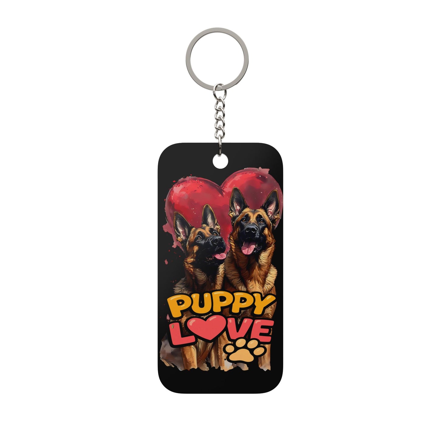Puppy Love German Shepherd Keychain — Double-Sided Dog Charm