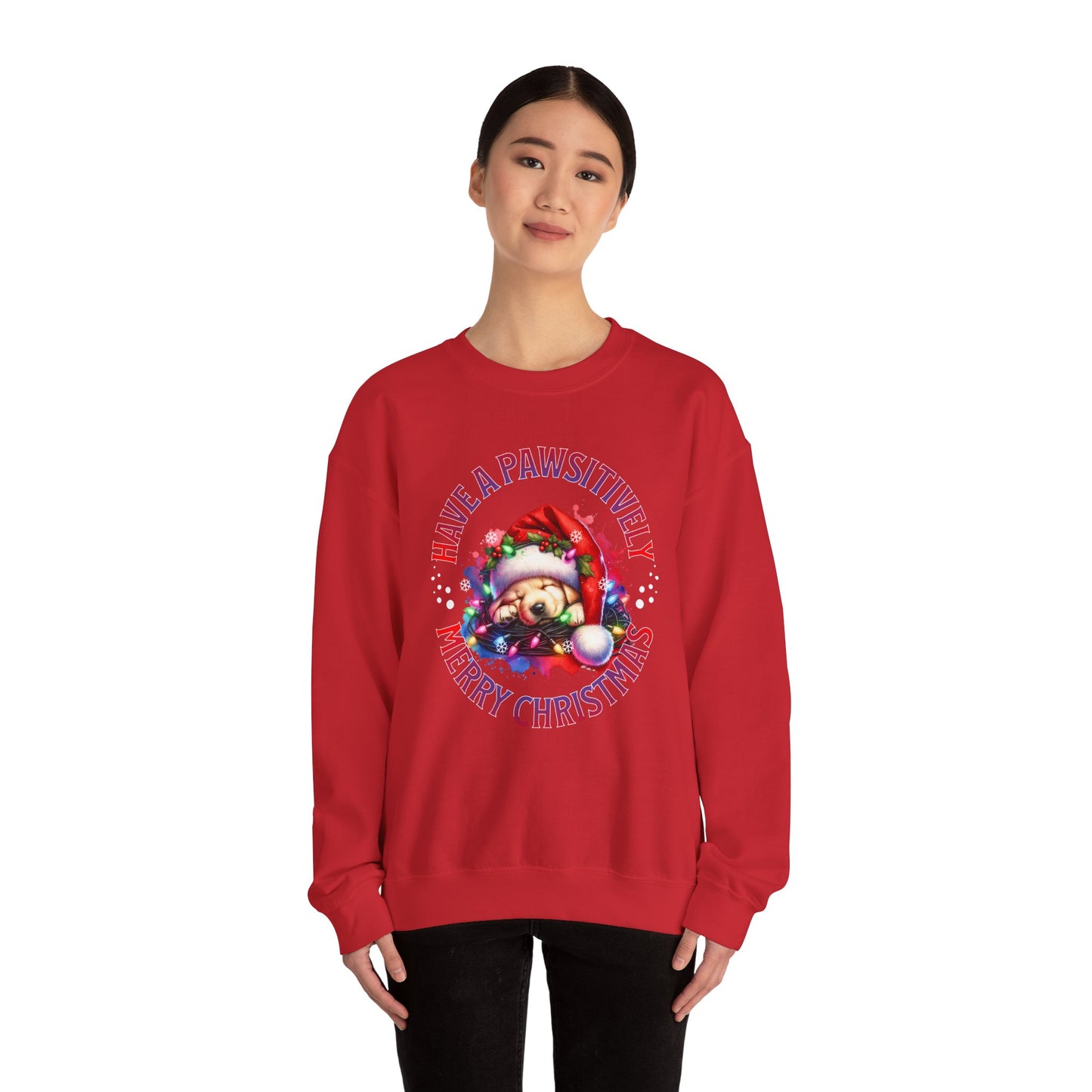 Have a Pawsitively Merry Christmas Sweatshirt — Cute Puppy Holiday Crewneck