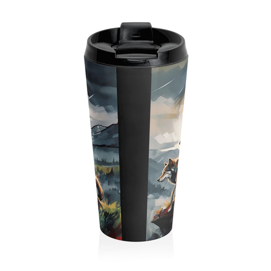 Adventure-Ready Stainless Steel Travel Mug - Wolf Design, Perfect for Outdoor Lovers, Gifts for Nature Enthusiasts, Camping and Hiking