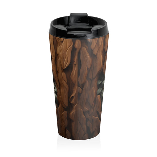 Rustic Owl Stainless Steel Travel Mug, Eco-Friendly Coffee Cup, Nature Lover Gift, Autumn Decor, Wildlife Travel Mug