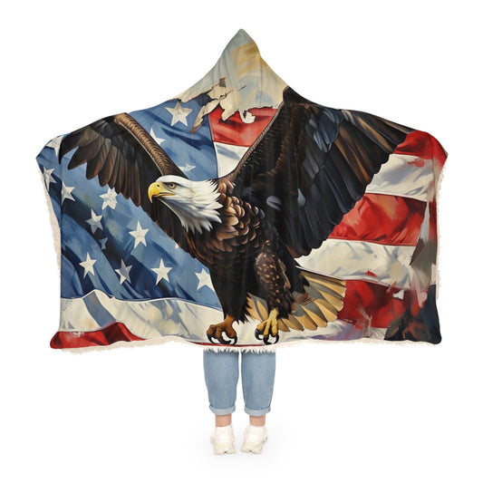 Patriotic Snuggle Blanket with Eagle Design, Cozy Throw Blanket, American Flag Blanket, Gift for Veterans, Home Decor, Camping Blanket