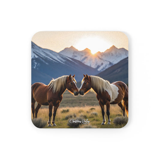 Christmas Valley themed Cork Back Coaster - Custom Print, Nature Decor, Home Gift, Equestrian Style, Personalized Coasters