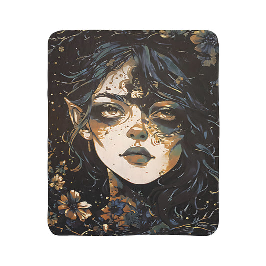 Laser Engraved Original Art Mystical Art Fleece Sherpa Blanket, Cozy Throw for Bohemian Decor, Great Gift for Witchy Vibes, Home, Meditation, Festivals