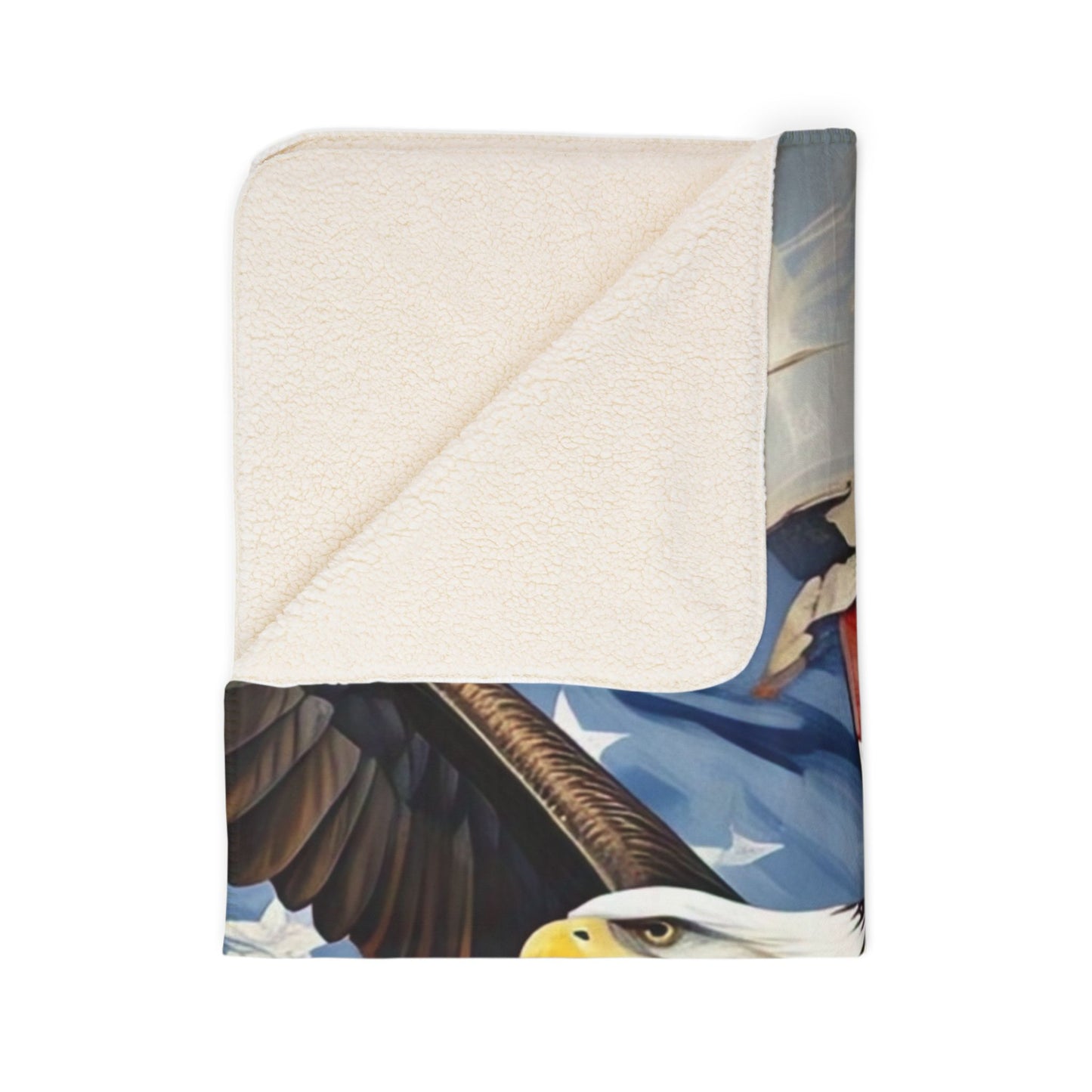 Patriotic Fleece Sherpa Blanket, Cozy Throw, Eagle Design, Great for Home Decor, Gifts for Veterans, Memorial Day, Independence Day